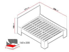 Veneti Manželská postel s roštem 160x200 BIBLIS - ořech