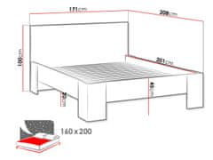 Veneti Manželská postel s roštem 160x200 BIBLIS - ořech