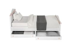 Veneti Dětská postel s roštem, matrací a šuplíkem 90x200 LEGUAN - bílá / růžová