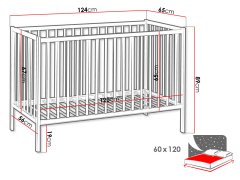 Veneti Dětská postýlka ERA - 60x120, bílá