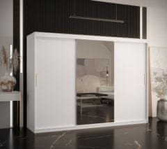 Veneti Skříň s posuvnými dveřmi a zrcadlem PAOLA - šířka 250 cm, bílá
