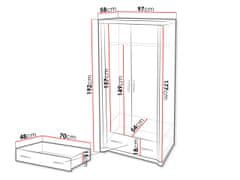 Veneti Šatní skříň 97 cm ARIKA - dub lanýž