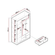 Veneti Kombinovaná šatní skříň 120 cm CHIMA 2 - dub artisan / bílá