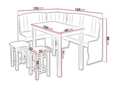 Veneti Rohová jídelní sestava NOTULN 3 - olše / tmavá hnědá