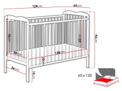 Veneti Postýlka pro miminka FINA - 60x120, bílá