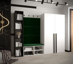 Veneti Nábytek do předsíně s čalouněnými panely HARRISON - bílý, zelené panely