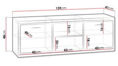 Veneti Televizní stolek s LED osvětlením SUCRE 1 - ořech hikora / dub