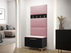 Veneti Nábytek do předsíně s čalouněnými panely ANDORA 3 - černý / růžový