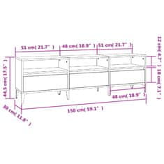 Vidaxl TV skříňka šedá sonoma 150 x 30 x 44,5 cm kompozitní dřevo