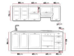 Veneti Kuchyňská linka s LED osvětlením 240/240 cm LYCHEN 1 - bílá / dub arlington