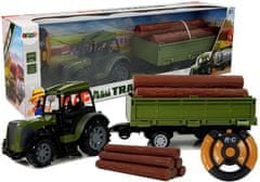 shumee Zelený traktor s dálkově ovládaným přívěsem na balíky dřeva 2,4G