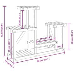 Vidaxl Stojan na květiny 90 x 25 x 73,5 cm masivní jedlové dřevo