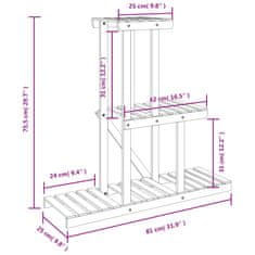 Greatstore Stojan na květiny 81 x 25 x 75,5 cm masivní jedlové dřevo