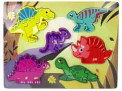 Lean-toys Dřevěné Puzzle Zvířata Dinosauři Přizpůsobit