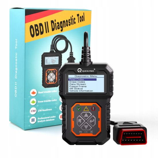 BergMont Autodiagnostika univerzální OBDII tester chyb, pro Skoda , Audi, BMW, VW, diagnostický skener závad , displej LCD