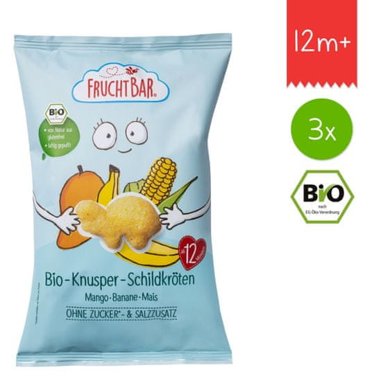 FruchtBar BIO Křupky Želvy - Kukuřice, mango a banán 3x30g