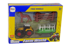 Lean-toys Stavebnice Farma Traktor Přívěs Kůň 1:64