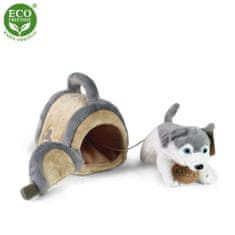 Rappa Plyšový pes husky 13 cm s přepravkou ECO-FRIENDLY