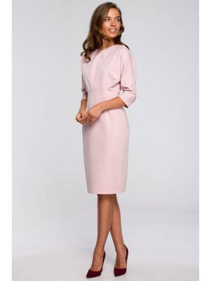 Style Stylove Dámské midi šaty Estrineve S242 pudrová růžová