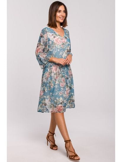 Style Stylove Dámské květované šaty Iseulon S214 světle modrá