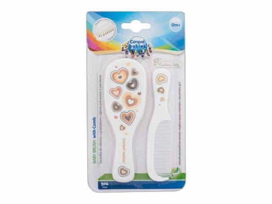 Canpol babies 1ks newborn baby baby brush with comb hearts,