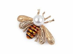 Kraftika 1ks zlatá včela brož včela, kočka, kovové skleněné brože