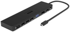 Port Connect Dokovací stanice 11v1, 1x4K, RJ45,HDMI,Display Port,VGA,USB-C 100W, 4xUSB-A,micro/SD