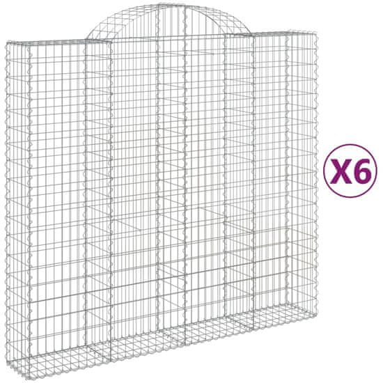 Vidaxl Klenuté gabionové koše 6 ks 200x50x180/200cm pozinkované železo