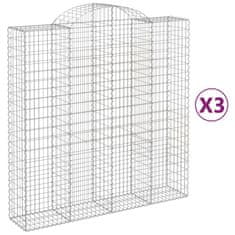 Vidaxl Klenuté gabionové koše 3 ks 200x50x200/220cm pozinkované železo