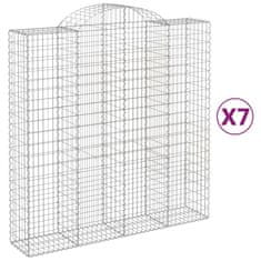 Vidaxl Klenuté gabionové koše 7 ks 200x50x200/220cm pozinkované železo