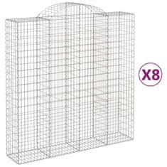 Vidaxl Klenuté gabionové koše 8 ks 200x50x200/220cm pozinkované železo