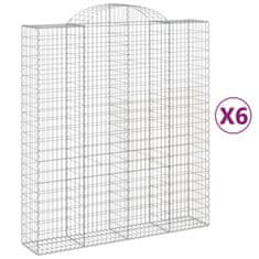 Vidaxl Klenuté gabionové koše 6 ks 200x50x220/240cm pozinkované železo