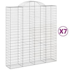 Vidaxl Klenuté gabionové koše 7 ks 200x50x220/240cm pozinkované železo