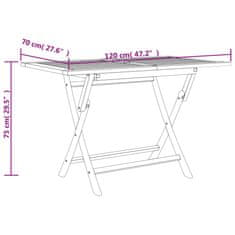 Greatstore Skládací zahradní stůl šedý 120x70x75 cm masivní teakové dřevo