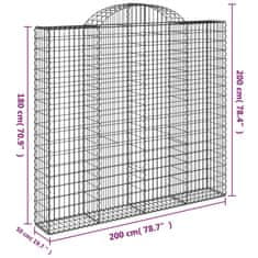 Vidaxl Klenuté gabionové koše 2 ks 200x50x180/200cm pozinkované železo