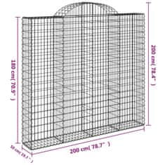 Vidaxl Klenuté gabionové koše 12ks 200x50x180/200cm pozinkované železo