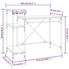 Vidaxl Psací stůl s policemi dub sonoma 105x50x90 cm kompozit a železo