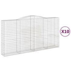 Vidaxl Klenuté gabionové koše 10ks 400x50x200/220cm pozinkované železo