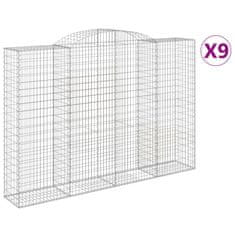 Vidaxl Klenuté gabionové koše 9 ks 300x50x200/220cm pozinkované železo