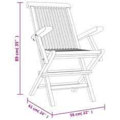 Vidaxl Skládací zahradní židle 6 ks šedé 56 x 61 x 89 cm masivní teak