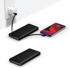 Belkin energetická banka s integrovanými kabely, 10Ah, Apple Lightning / zástrčka USB C, černá, BPB006btBLK