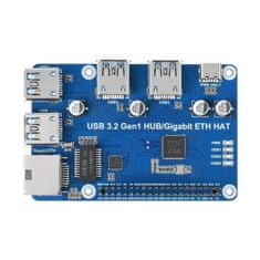 Waveshare Rozšiřující modul HUB 3xUSB 3.2 Gen1 1xETH Gigabit HAT pro Raspberry Pi