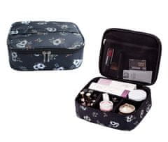 INNA Kosmetický kufřík Toaletní taška Make Up Bag Make Up Case Cestovní taška Beauty Case s rukojetí Kosmetická taška Storage Bag pro toaletní potřeby černá barva s květinovým vzorem pro dámy 