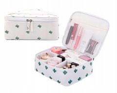 INNA Kosmetický kufřík Toaletní taška Make Up Bag Make Up Case Cestovní taška Beauty Case s rukojetí Kosmetická taška Storage Bag pro toaletní potřeby bílá barva se vzorem kaktusu pro dámy 