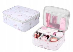 INNA Kosmetický kufřík Toaletní taška Make Up Bag Make Up Case Cestovní taška Beauty Case s rukojetí Kosmetická taška Storage Bag pro toaletní potřeby bílá barva s plameňákypro dámy 