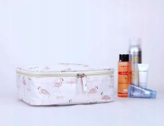 INNA Kosmetický kufřík Toaletní taška Make Up Bag Make Up Case Cestovní taška Beauty Case s rukojetí Kosmetická taška Storage Bag pro toaletní potřeby bílá barva s plameňákypro dámy 