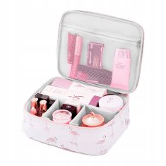 INNA Kosmetický kufřík Toaletní taška Make Up Bag Make Up Case Cestovní taška Beauty Case s rukojetí Kosmetická taška Storage Bag pro toaletní potřeby bílá barva s plameňákypro dámy 