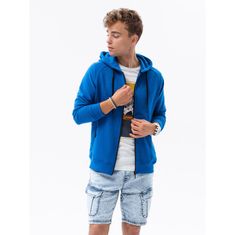 OMBRE Pánská mikina na zip CAIN modrá barva MDN16827 XL