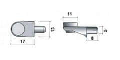 Dimex Policová podpěrka na skleněné police, kolík ø 5 mm, černá, 8 ks