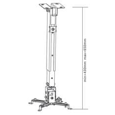 Maclean MC-581 Stropní držák projektoru 43-65cm 20kg, stříbrný 28280